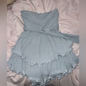 Light blue ruffle Romper